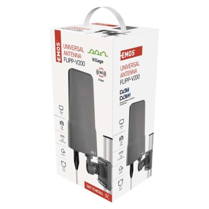 Universale Antenne VILLAGE FLIPP–V200, DVB-T2, DAB, LTE/4G/5G Filter