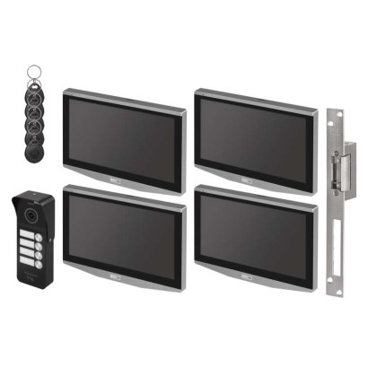 Video-Türsprechanlagen-Set IP-750 für 4 Teilnehmer mit el. Schloss