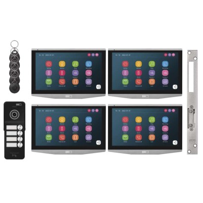 Video-Türsprechanlagen-Set IP-750 für 4 Teilnehmer mit el. Schloss