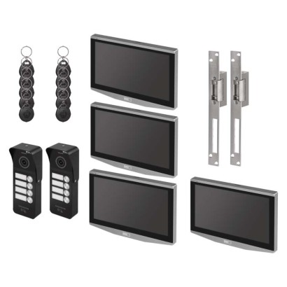 Video-Türsprechanlagen-Set IP-750 mit 2 Eingängen für 4 Teilnehmer und 2 el. schlösser