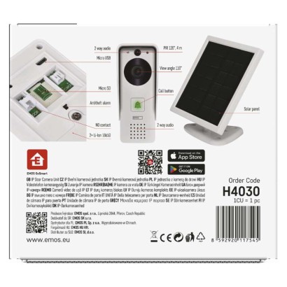 GoSmart bezvadu mājas videozvanītājs ar bateriju IP-09D ar WiFi un saules paneļu