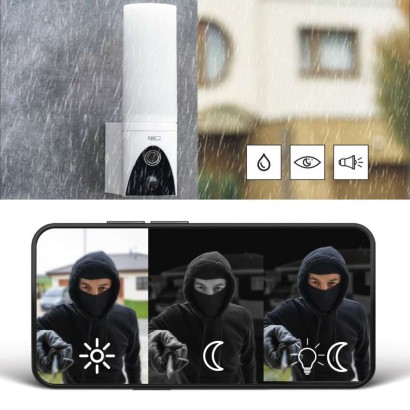 GoSmart Venkovní otočná kamera IP-310 TORCH s WiFi a světlem, bílá