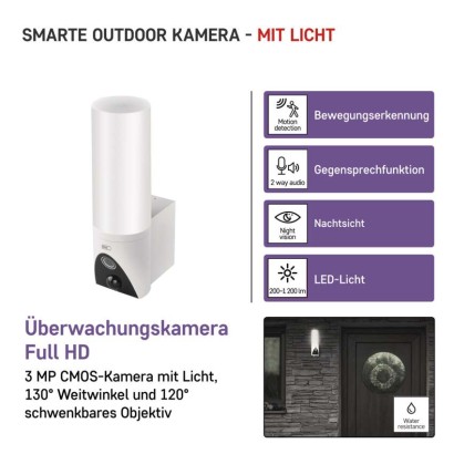GoSmart Rotierende Outdoor IP Kamera mit WiFi und Licht IP-310 TORCH, weiß