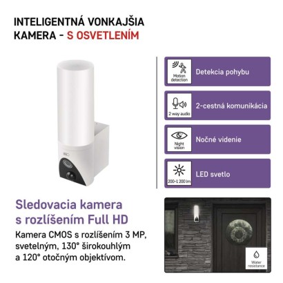 GoSmart Vonkajšia otočná kamera IP-310 TORCH s WiFi a svetlom, biela