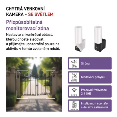 GoSmart Venkovní otočná kamera IP-310 TORCH s WiFi a světlem, bílá