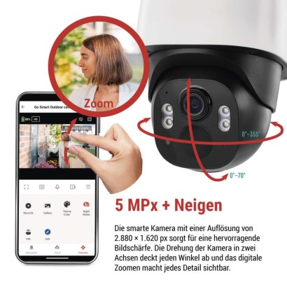 GoSmart Outdoor IP Kamera mit WiFi und Solarpanel IP-1200 WASP, batteriebetrieben