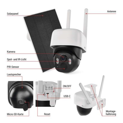 GoSmart Outdoor IP Kamera mit WiFi und Solarpanel IP-1200 WASP, batteriebetrieben