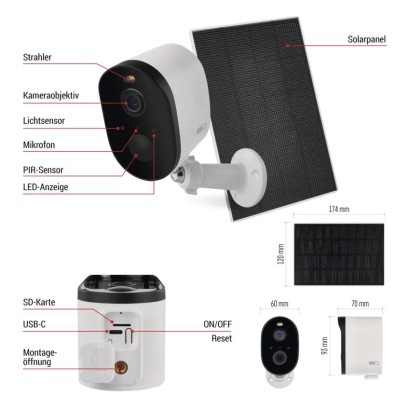 GoSmart Outdoor IP Kamera mit WiFi und Solarpanel IP-1150 SNAP, batteriebetrieben