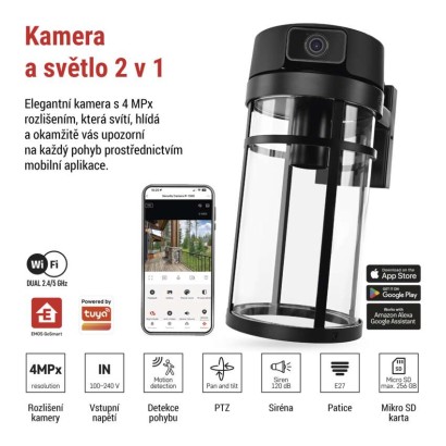 GoSmart Venkovní otočná kamera IP-1300 LANTERN s WiFi a světlem, černá
