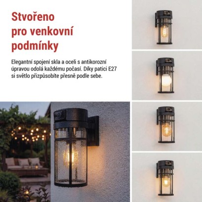 GoSmart Venkovní otočná kamera IP-1300 LANTERN s WiFi a světlem, černá