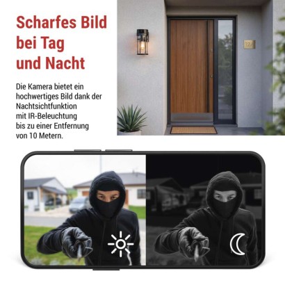 GoSmart Rotierende Outdoor IP Kamera mit WiFi und Licht IP-1300 LANTERN, schwarz