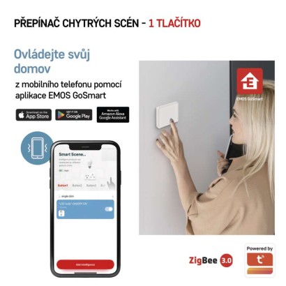 GoSmart Přenosný ovladač scén IP-2001ZW, ZigBee 3.0, 1-tlačítkový