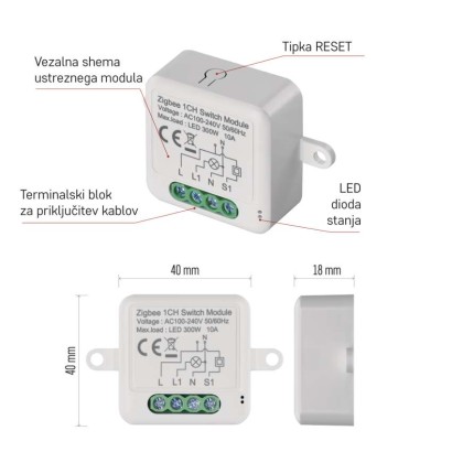 GoSmart stikalni modul IP-2101SZ, ZigBee, 1-kanalni