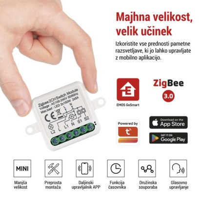 GoSmart stikalni modul IP-2102SZ, ZigBee, 2-kanalni