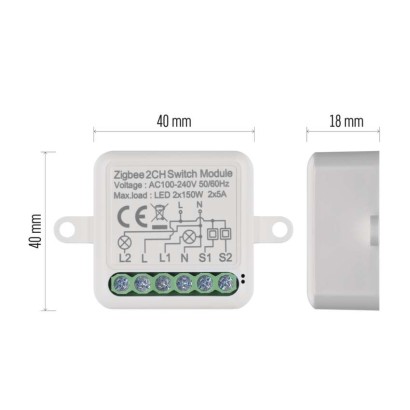 GoSmart stikalni modul IP-2102SZ, ZigBee, 2-kanalni