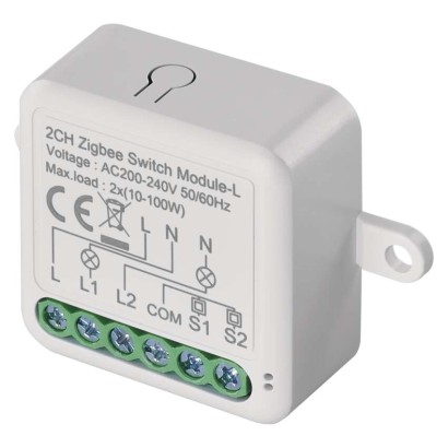 GoSmart Schaltermodul IP-2104SZ, ZigBee, 2-Kanal (kein N-Draht erforderlich)