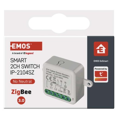 GoSmart Schaltermodul IP-2104SZ, ZigBee, 2-Kanal (kein N-Draht erforderlich)