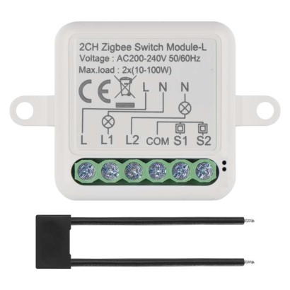 GoSmart Schaltermodul IP-2104SZ, ZigBee, 2-Kanal (kein N-Draht erforderlich)