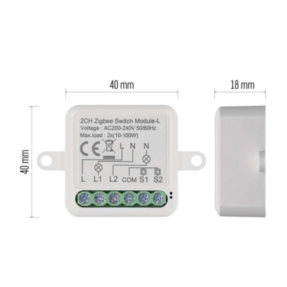 GoSmart Schaltermodul IP-2104SZ, ZigBee, 2-Kanal (kein N-Draht erforderlich)