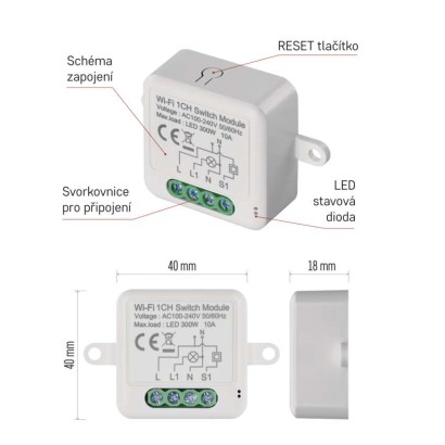 GoSmart modul spínací IP-2101SW, WiFi, 1-kanálový