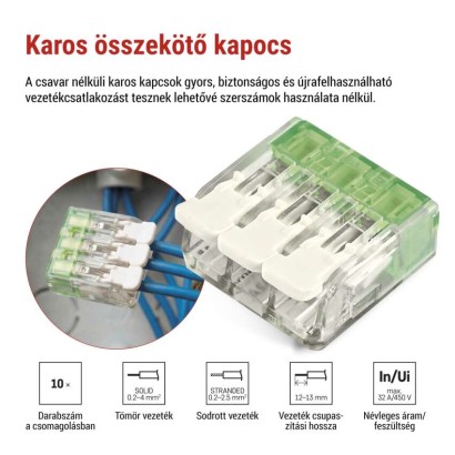 Karos vezetékösszekötő 4 mm2, 10 szt