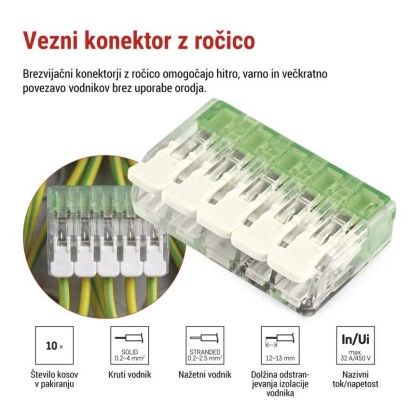 Spojna klema z ročicami 4 mm2, 10 kos