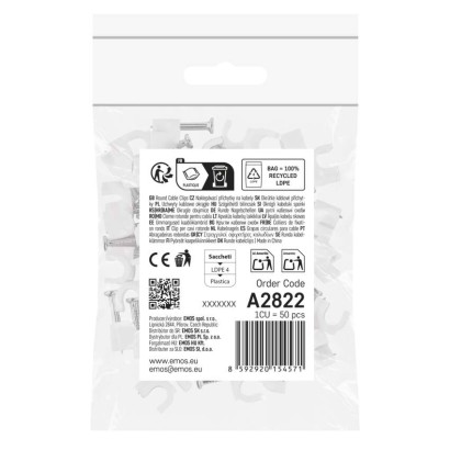 Kör alakú kábelbilincs 6 mm, fehér, 50 szt