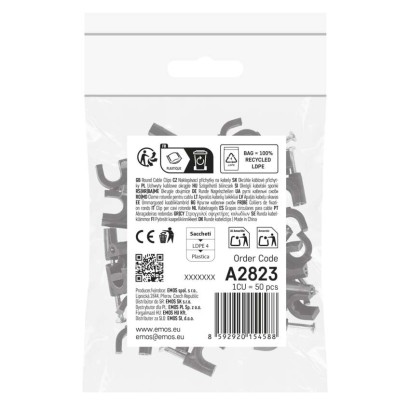 Kör alakú kábelbilincs 8 mm, fekete, 50 szt