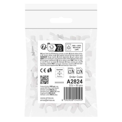 Kör alakú kábelbilincs 8 mm, fehér, 50 szt