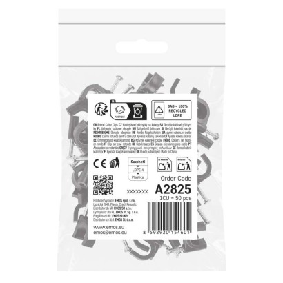 Kör alakú kábelbilincs 10 mm, fekete, 50 szt