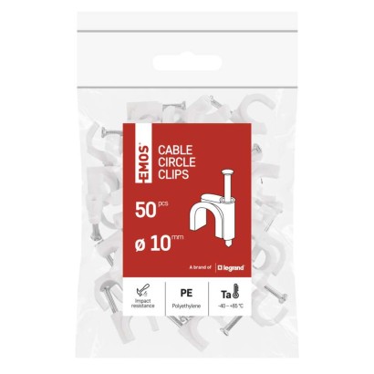 Kör alakú kábelbilincs 10 mm, fehér, 50 szt