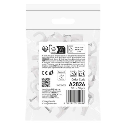 Kör alakú kábelbilincs 10 mm, fehér, 50 szt
