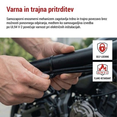 Vezica za kable 300×3,5, črna, 100 kos