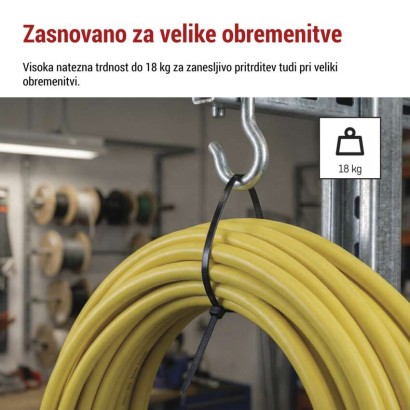 Vezica za kable 300×3,5, črna, 100 kos