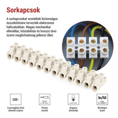 Sorkapocs 6–10 mm2, fehér, 10 szt