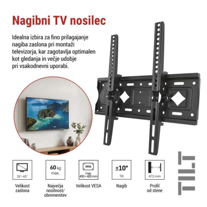 Nagibni stenski TV nosilec 26–65" (65–165 cm)
