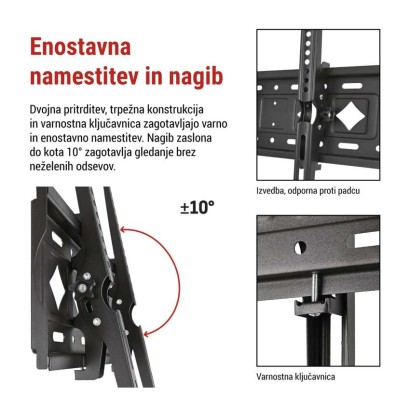 Nagibni stenski TV nosilec 26–65" (65–165 cm)