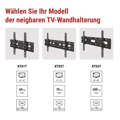 Neigbare TV-Wandhalterung 26–65" (65–165 cm)