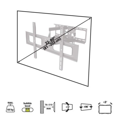 TV-Wandhalterung neigbar und schwenkbar 32–80" (81–203 cm)