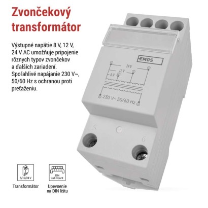 Zvončekový transformátor 8/12/24 V
