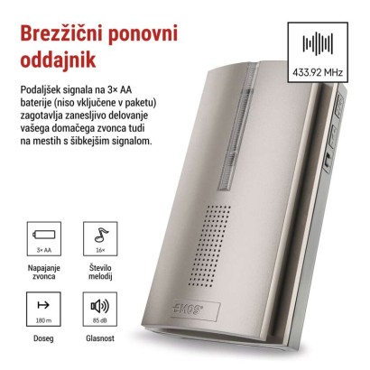 Brezžični hišni ojačevalnik signala za zvonec P5760N in P5763N, 3× AA