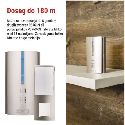Brezžični hišni ojačevalnik signala za zvonec P5760N in P5763N, 3× AA