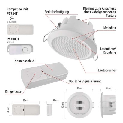Draht/Drahtlose Türklingel P57103, eingebaut