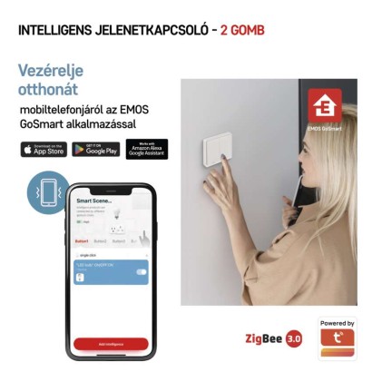 GoSmart Okos hordozható 2 funkciós szcenárió kapcsoló IP-2002ZW, ZigBee 3.0
