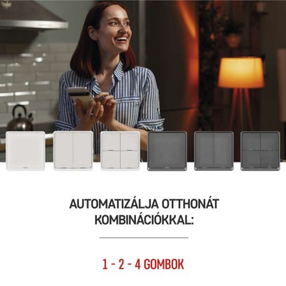 GoSmart Okos hordozható 2 funkciós szcenárió kapcsoló IP-2002ZW, ZigBee 3.0