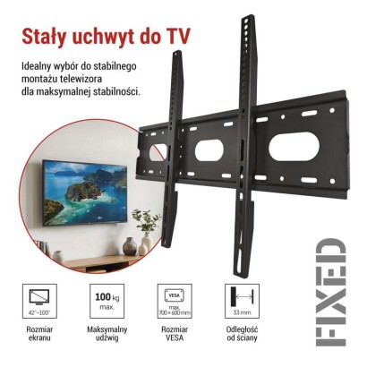 Stały uchwyt TV ścienny 42–100" (107–254 cm)