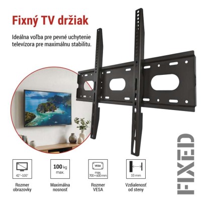 Pevný nástenný TV držiak 42–100" (107–254 cm)