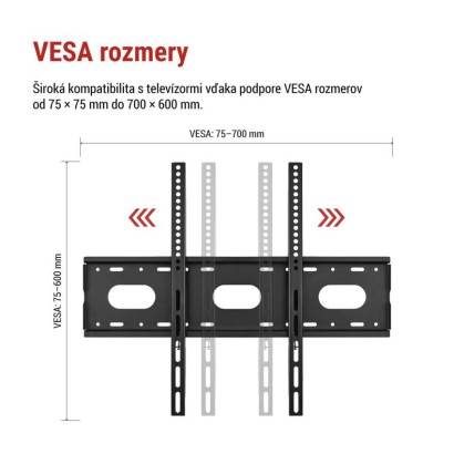 Pevný nástenný TV držiak 42–100" (107–254 cm)