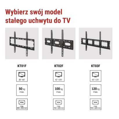 Stały uchwyt TV ścienny 42–100" (107–254 cm)