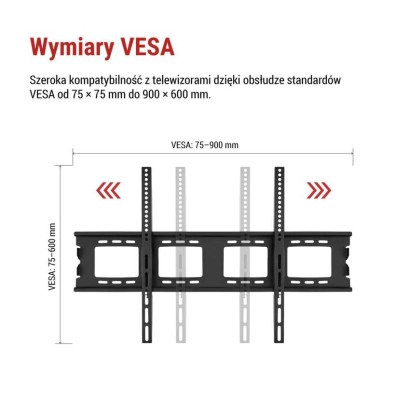 Stały uchwyt TV ścienny 50–120" (127–305 cm)